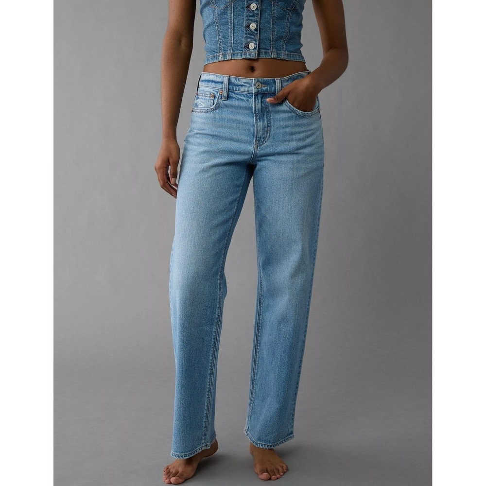 American Eagle Stovepipe Women's Jeans Size 12 R Wide Leg Strigid High Rise